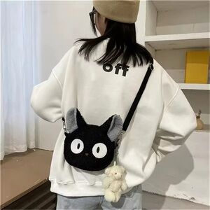 Black Cat Plush Crossbody Purse Kawaii Anime Jiji Inspired Bag